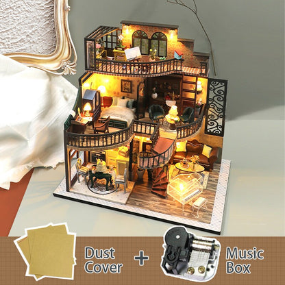 Cutebee DIY DollHouse Kit Wooden Doll Houses Forest Teashop With Furniture Kit Toys for Children Christmas