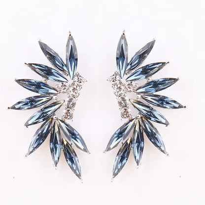 LUBOV Shining Rhinestone Wings Stud Earrings Acrylic Crystal Stone Women Piercing Earrings Trendy Wedding Jewelry Christmas