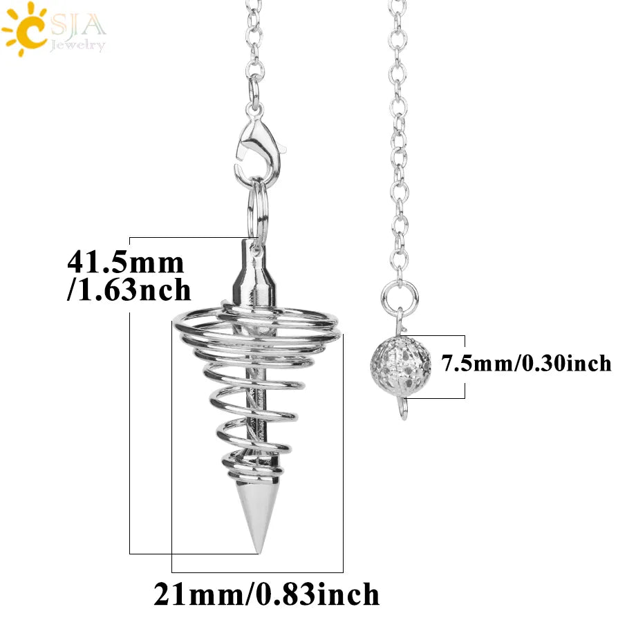 Metal Pendulum Pendulos Radiestesia Pendulums for Dowsing Divination Spiral Cone Antique Gold Color Silver Color Reiki G163