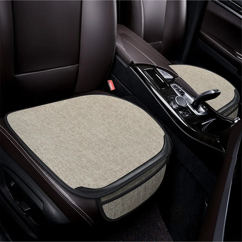 Flax Car Seat Covers Front Rear Full Set Choose Car Seat Cushion Linen Fabric Seat Pad Protector Car Accessories Anti-Slip
