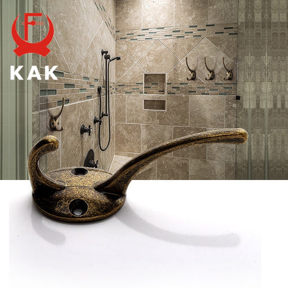 KAK 5pcs/Lot Zinc Alloy Bronze Clothes Hangers Wall Hooks Coat Bag Hat Hanging Hooks Bathroom Kitchen Anitque Racks With Screws