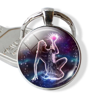 12 Constellations Keychain Constellation Key Rings Zodiac Sign Key Chain Pendant Jewelry Libra Aries Leo Fashion Birthday