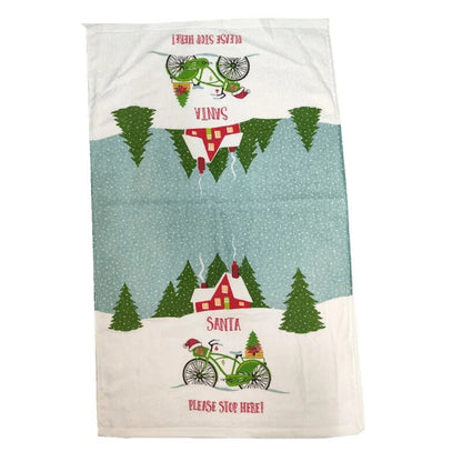 1Pc 41x65cm Christmas Snowman Santa Claus Tree Printed Cotton Kitchen Dishcloth Tea Towel Xmas Party
