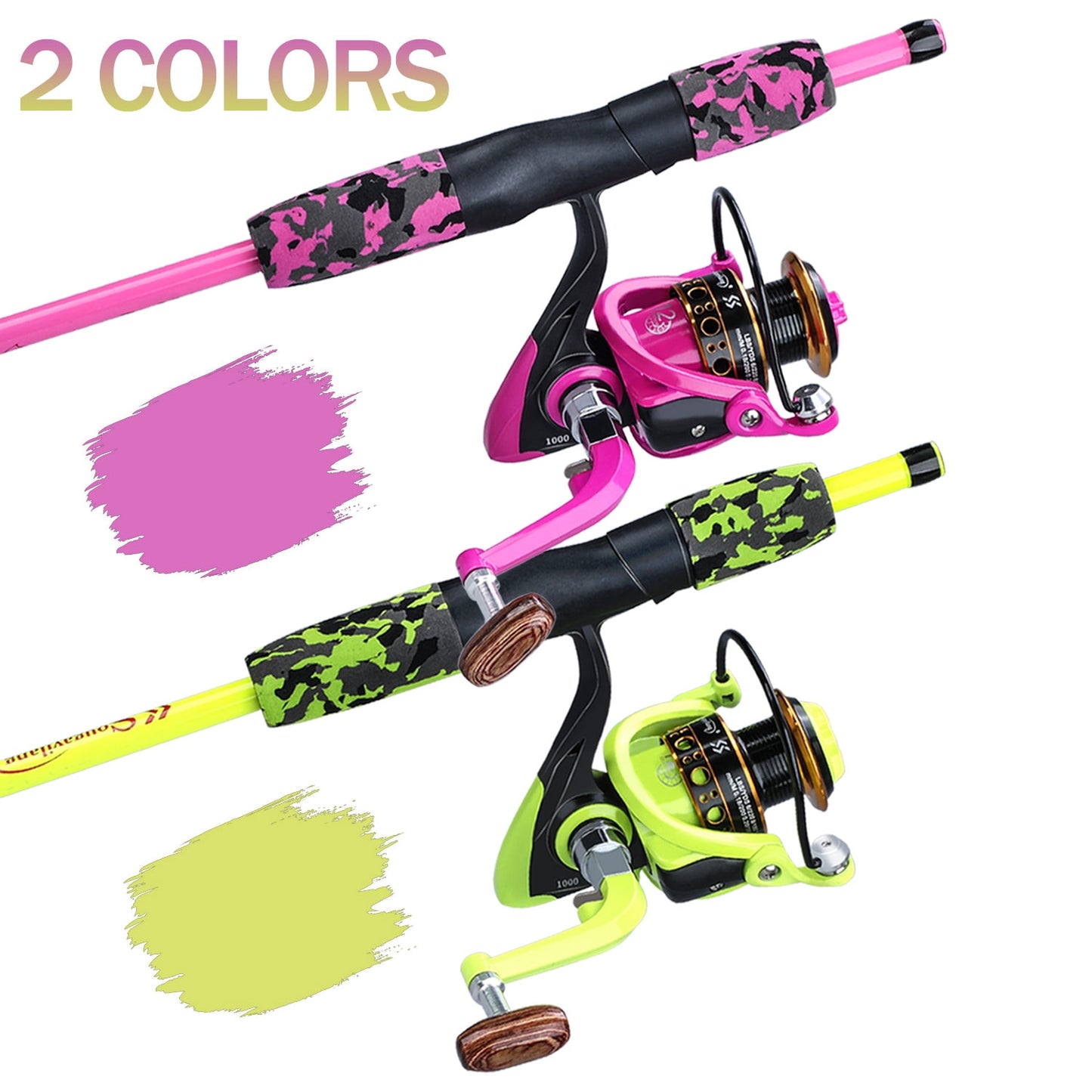 Sougayilang 1.70m Fishing Rod Combo Portable 5 Section Carbon Fiber Fishing Pole and 1000-3000 Spinning Reel Fishing Tackle Set