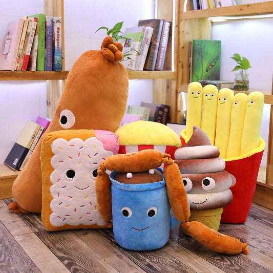 Cute Cartoon Plush Hamburger Ice Cream French Fries Toy Stuffed Food Popcorn Cake Pizza Pillow Cushion Kids Toys Birthday