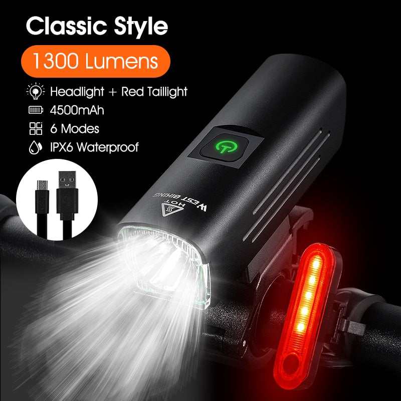 WEST BIKING Bike Front Light Induction Bicycle Bright Light USB Charging Flashlight Cycling Waterproof Torch Bike Headlight