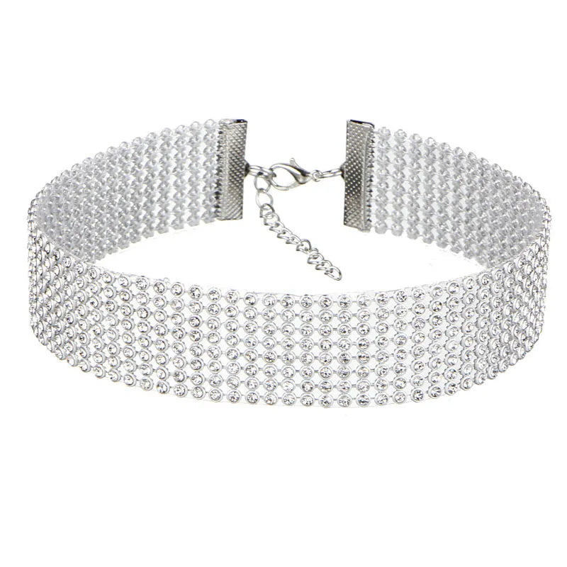 SUMENG 2024 European Style Women Bundle Neck Element Necklace Jewelry Punk Hip Hop Choker Inlay Rhinestone Collar