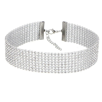 SUMENG 2024 European Style Women Bundle Neck Element Necklace Jewelry Punk Hip Hop Choker Inlay Rhinestone Collar