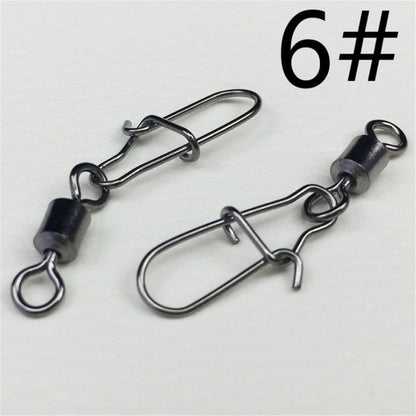 30pcs/Lot 2# -10# High Speed Spinner Fishing Rolling Swivel With Fast Lock Snap Hook Lure Connector Bait Terminal Fishing Tackle