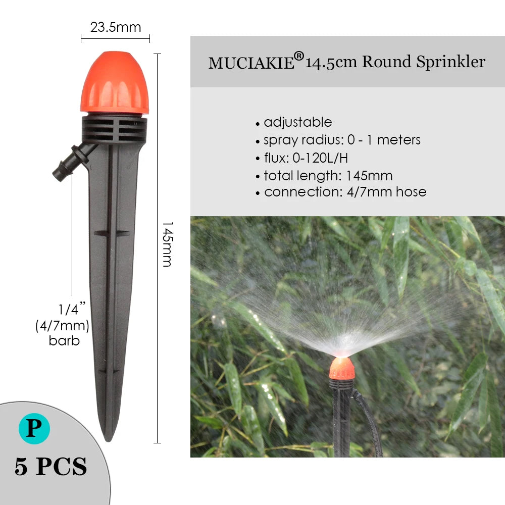 MUCIAKIE Variety Style Adjustable Irrigation Sprinkler Garden Emitters Stake Dripper Micro Spray Rotating Nozzle Watering Arrow