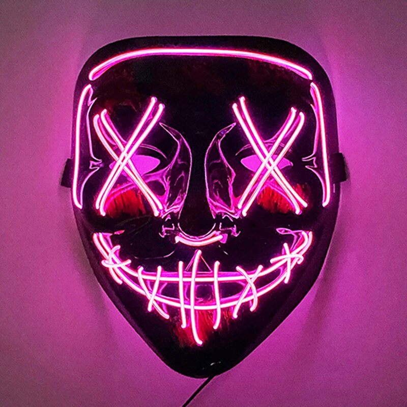Neon Light LED Mask LED Halloween Scary Mask Cosplay Party Masque Masquerade Masks Halloween Costume Carnival Glow Party Props