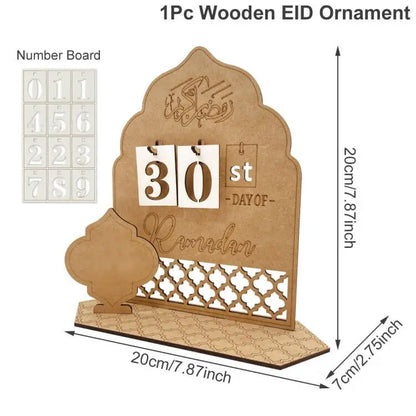 Ramadan Countdown Calendar Eid Mubarak Wooden Ornament 2024 Ramadan Decoration for Home Islam Muslim Party Decor Ramadan Kareem