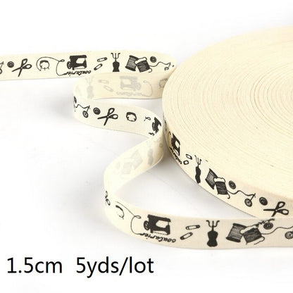 5yards Cartoon Printed Cotton Ribbons Hairbows Christmas Decoration for Home Gif