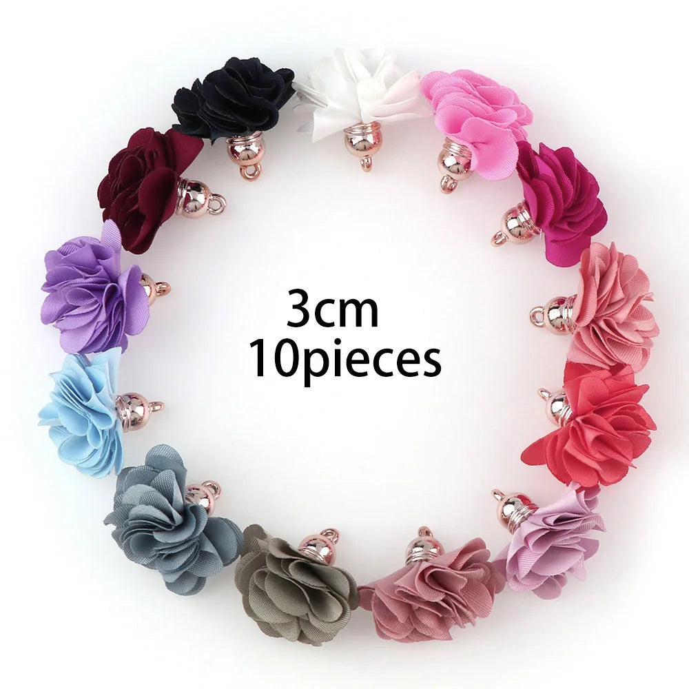 10~30pcs Mixed Types Tassel Findings Flower Silk Polyester Charms Pendant Drop Earring Tassel for Jewelry DIY Graft Making