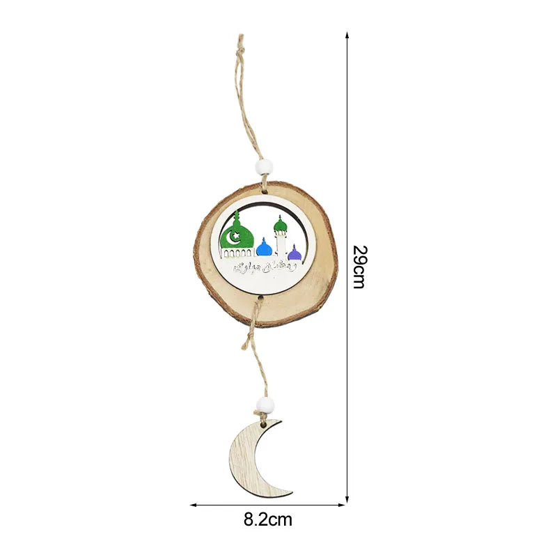 Wooden EID Mubarak Decoration Ramadan Mubarak Ornaments Islamic Muslim Pendant Eid Al Adha Party Supplies Ramadan Kareem