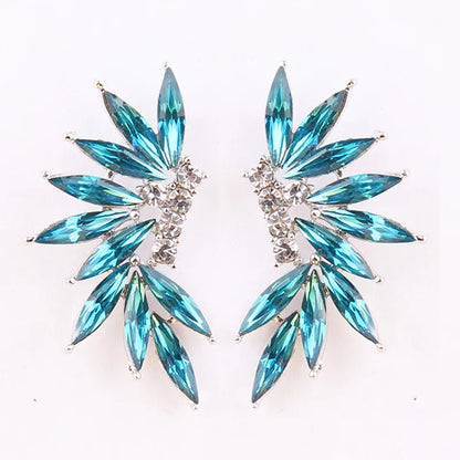 LUBOV Shining Rhinestone Wings Stud Earrings Acrylic Crystal Stone Women Piercing Earrings Trendy Wedding Jewelry Christmas