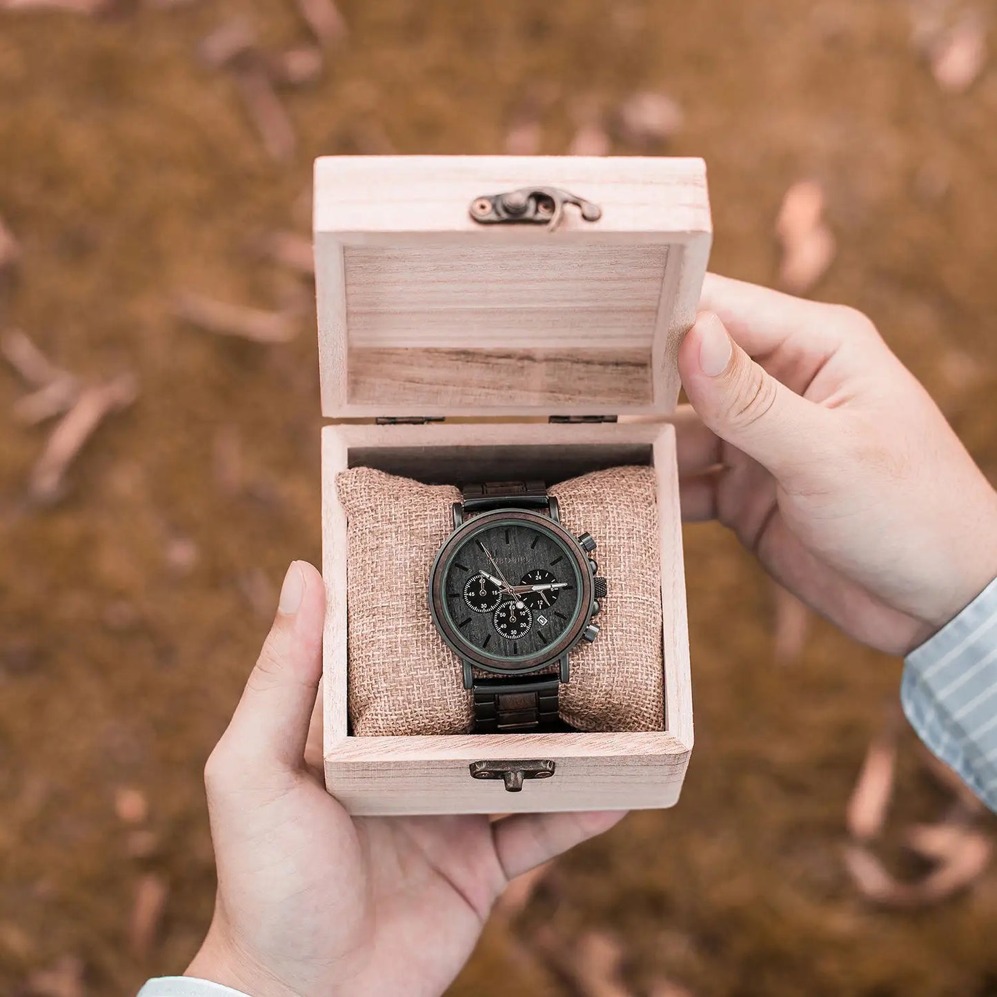 BOBO BIRD Luxury Wood Stainless Steel Men Watch Stylish Wooden Timepieces Chronograph Quartz Watches Relogio Masculino Man