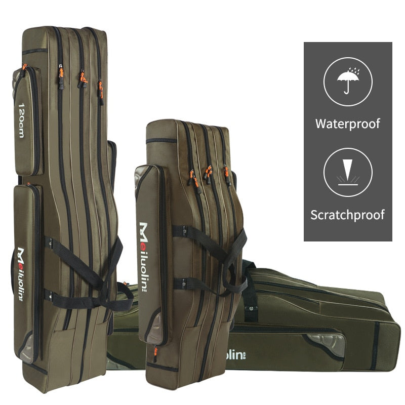 Oxford Fishing Bag Thicken 2/3 Layers 120cm Portable Fishing Tackle Bag Folding Fishing Rod Handbag Big Capacity Backpack XA115G