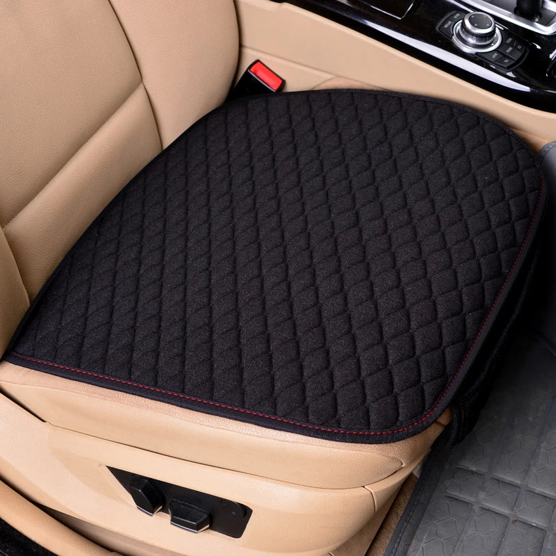 Flax Car Seat Covers Front Rear Full Set Choose Car Seat Cushion Linen Fabric Seat Pad Protector Car Accessories Anti-Slip