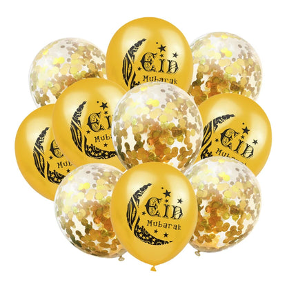 10Pcs Eid Mubarak Latex Balloon Ramadan Kareem Decoration Air Globos Ramadan Mubarak Muslim Islamic Festival Party Supplies 2024