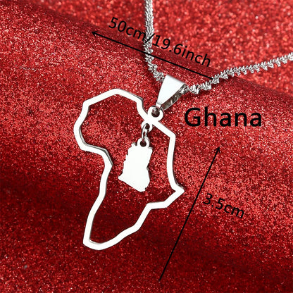 Africa Map Pendant Necklaces Heart African of Maps Jewelry Charms Gold Color Heart Map
