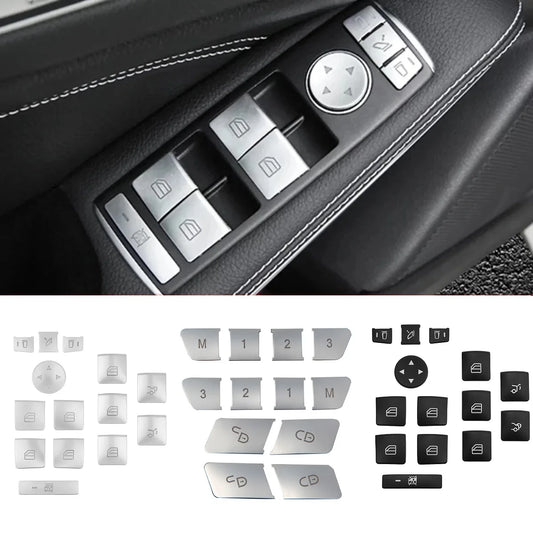 AngelguoguoCar Window Glass Lift Button Trim Cover Sticker for Mercedes Benz a/B/C(w204)/E(w212)/Gla /CLA/ GLK/ GLE-class