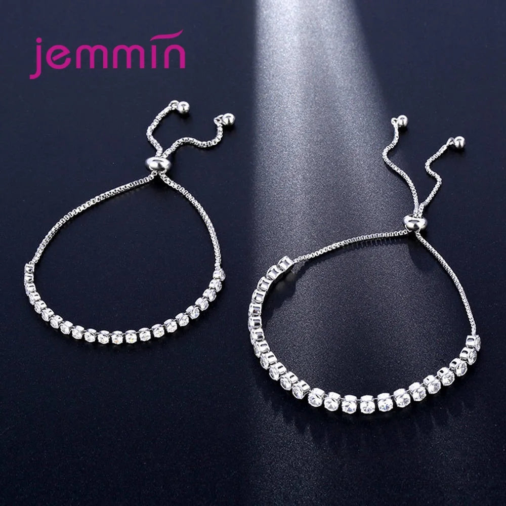 New Arrival 925 Silver  Link Chain Bracelets Fine Jewelry Trendy CZ Cubic Zirconia Women Girls Anniversary Engagement