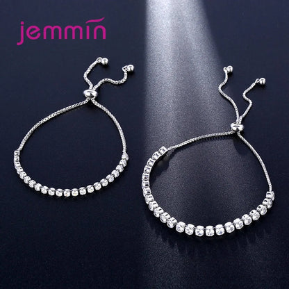 New Arrival 925 Silver  Link Chain Bracelets Fine Jewelry Trendy CZ Cubic Zirconia Women Girls Anniversary Engagement