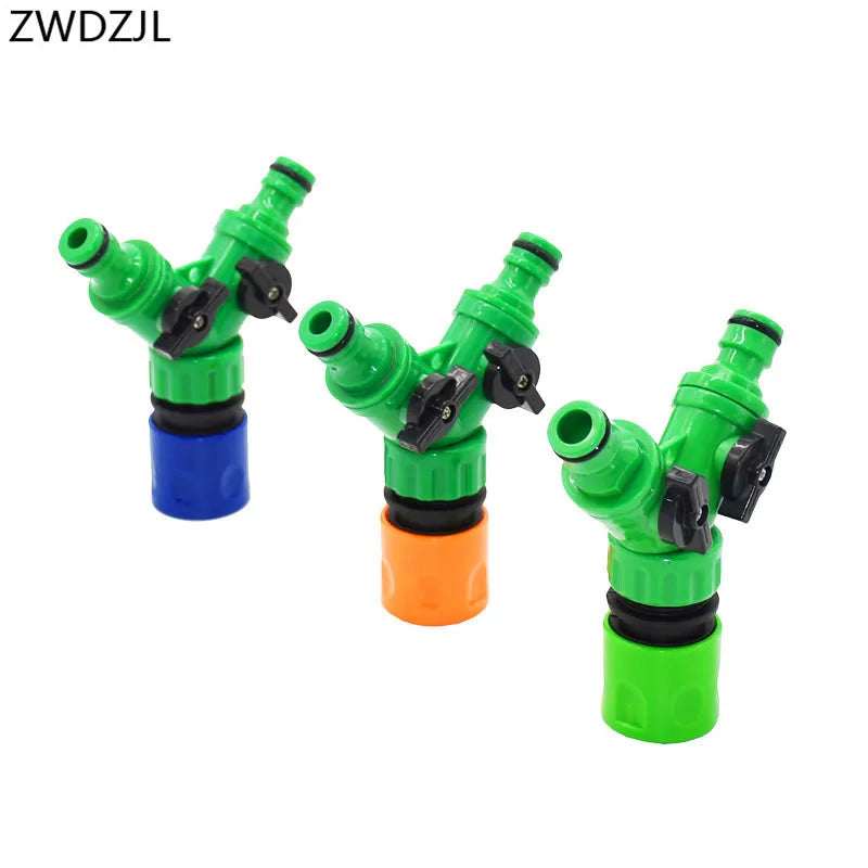 Irrigation 2 Way Tap Garden Tap Irrigation Valve Hose Pipe Splitter 2 Way Quick Connector Adapter 1pcs