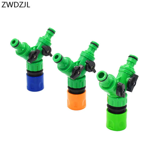 Irrigation 2 Way Tap Garden Tap Irrigation Valve Hose Pipe Splitter 2 Way Quick Connector Adapter 1pcs
