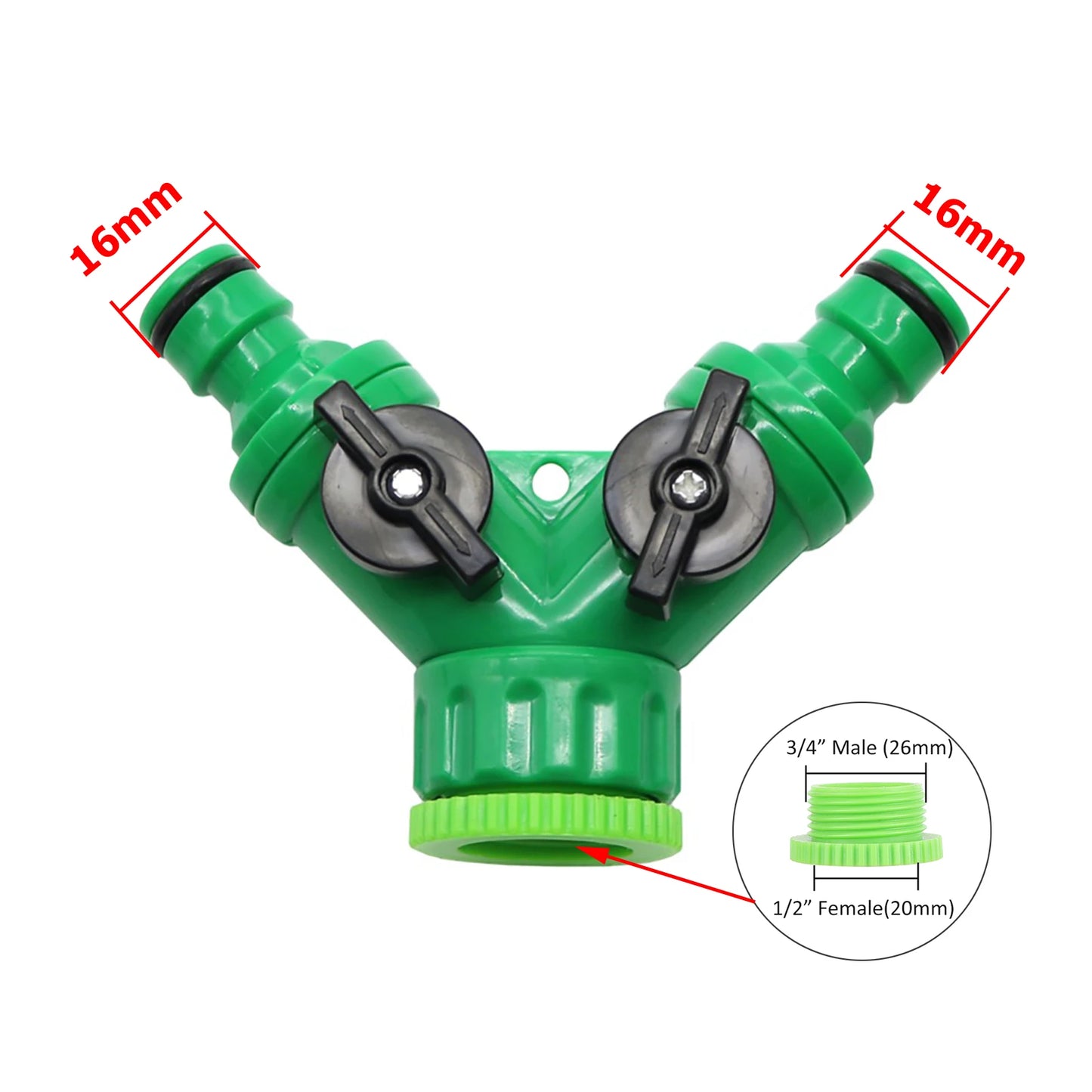 Y-Type Shunt Valve Garden Irrigation System Water Splitter 2 Way Y Shape Quick Connector Water Tap Adapter Water Controller