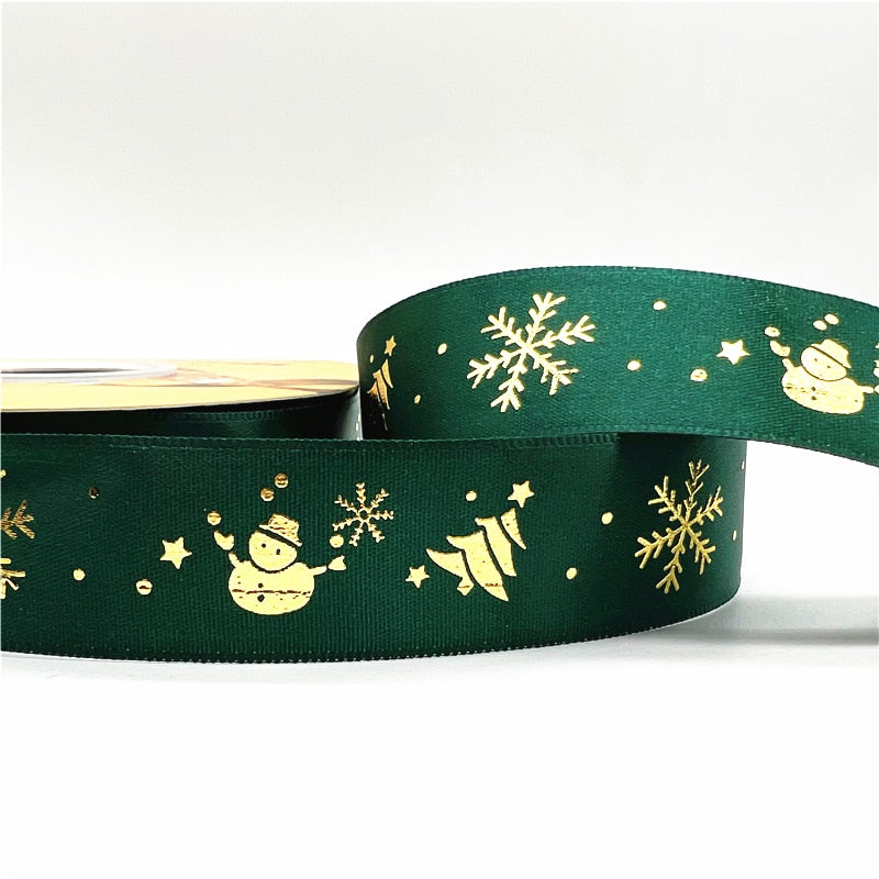 5yards 1inch 25mm Christmas Ribbon Printed Christmas Polyester Ribbon for Handmade Design Christmas Decoration