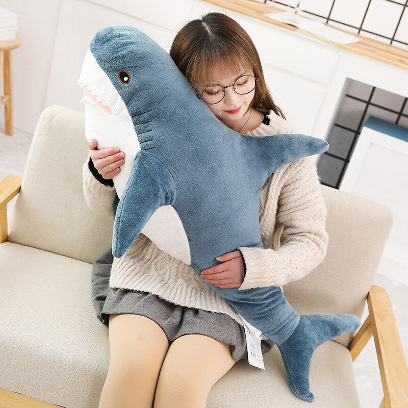 1pc 80/100cm Big Size Shark Plush Toy Soft Stuffed Speelgoed Animal Reading Pillow for Birthday for Children