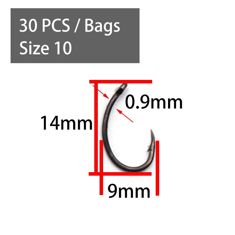 30PCS High Carbon Steel Carp Hooks Coating Carp Fishing Hook Wide Gape With Micro Barb Matt Black Yn Hook for Carp Coarse