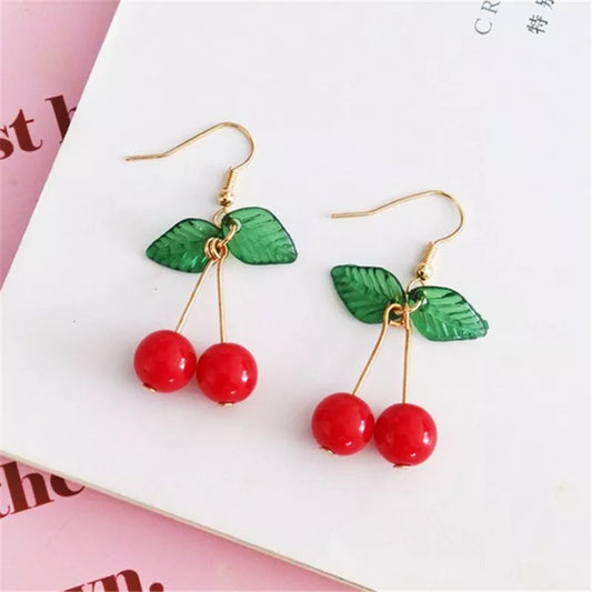 Korean Sweet Youth Girl Student Fruit Cherry Earrings Fresh Simple Cute Women Earrings Ear Clips Banquet Accessories