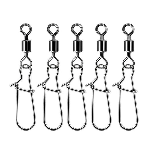 30pcs/Lot 2# -10# High Speed Spinner Fishing Rolling Swivel With Fast Lock Snap Hook Lure Connector Bait Terminal Fishing Tackle