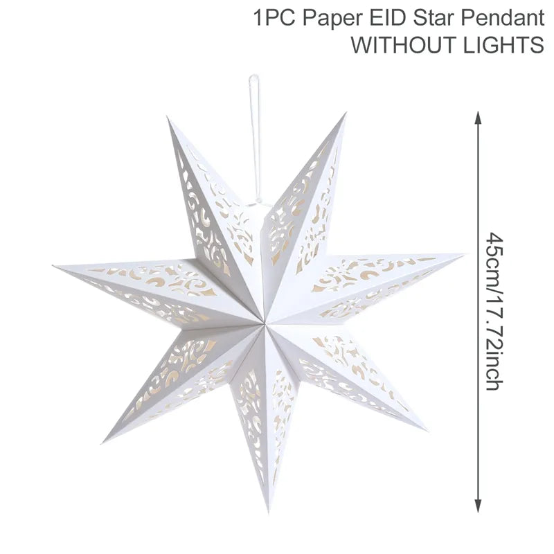 30-75cm Hollow Star Hanging Pendant Eid Mubarak Christmas Ramadan Decoration 2024 Islamic Muslim Party Decor Ramadan Kareem