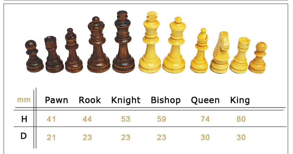 32 Medieval Plastic Chess Pieces Set King Height 64 & 75 & 95 Mm Chess Game Standard Chessmen for International Competition IA13