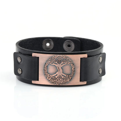 Skyrim Tree of Life Vintage Wrap Wicca Metal Leather Bracelet Amulet Adjustable Cuff Bracelet Vintage Jewelry Men