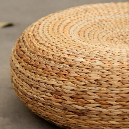 Handcrafted Eco-Friendly Breathable Padded Knitted Straw Seat Cushion Banana Bark Pouf Ottoman Floor Seating Tatami Furniture
