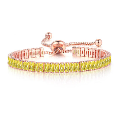ZHOUYANG Tennis Bracelet for Woman Trendy Simple Adjustable Rose White Gold Color Bracelets Fashion Jewelry DZH009