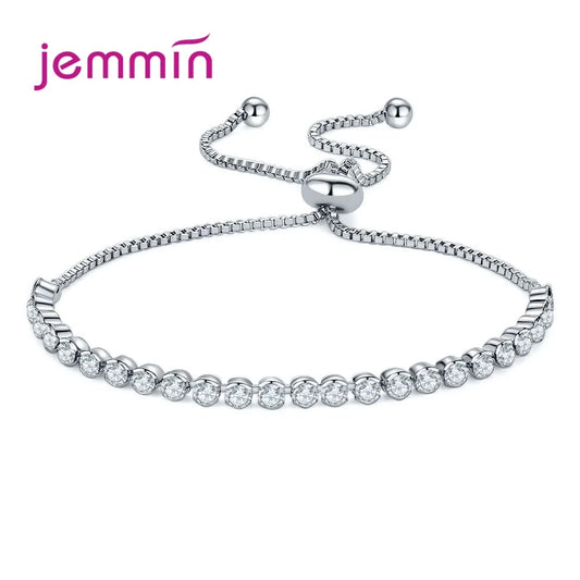 New Arrival 925 Silver  Link Chain Bracelets Fine Jewelry Trendy CZ Cubic Zirconia Women Girls Anniversary Engagement