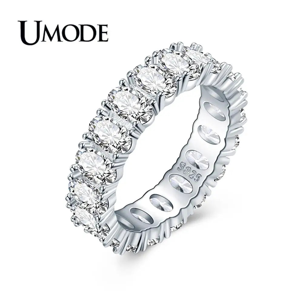UMODE Eternity Rings for Women Luxury Wedding Bands Cubic Zirconia Femme Girls Couples Jewelry UR0580A