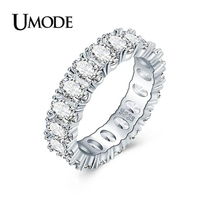 UMODE Eternity Rings for Women Luxury Wedding Bands Cubic Zirconia Femme Girls Couples Jewelry UR0580A