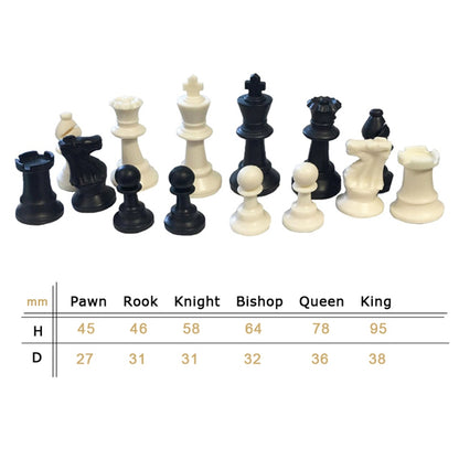 32 Medieval Plastic Chess Pieces Set King Height 64 & 75 & 95 Mm Chess Game Standard Chessmen for International Competition IA13