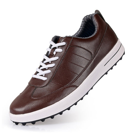 PGM Men's Golf Shoes Leather Waterproof Shoes Anti-Slip Spikes Sports Golf Sneaker Ventilation Slot Design