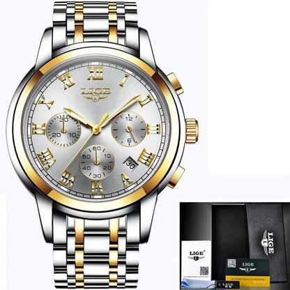 2023 Men Watch Luxury Top Brand LIGE Sport Chronograph Watches Mens Waterproof Full Steel Quartz Clock Watches Relogio Masculino