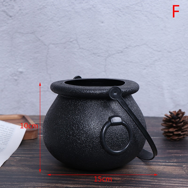 Halloween Candy Pot Halloween Cauldron Novelty Halloween Bucket Ornament Skull Witch Toy