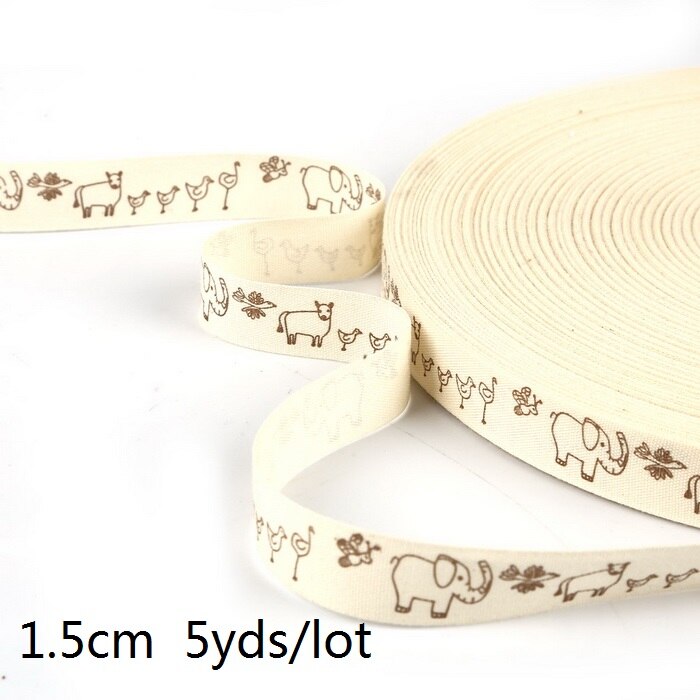 5yards Cartoon Printed Cotton Ribbons Hairbows Christmas Decoration for Home Gif