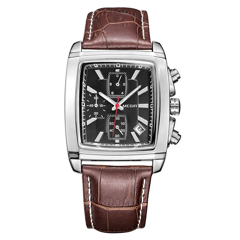 MEGIR New Casual Brand Watches Men Hot Fashion Sport Wristwatch Man Chronograph Leather Watch for Male Luminous Calendar Hour
